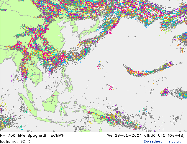 700 hPa Nispi Nem Spaghetti ECMWF Çar 29.05.2024 06 UTC