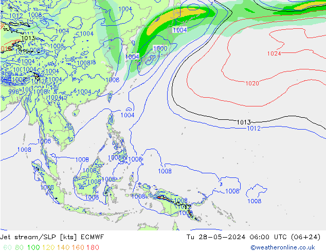 Jet stream ECMWF Ter 28.05.2024 06 UTC