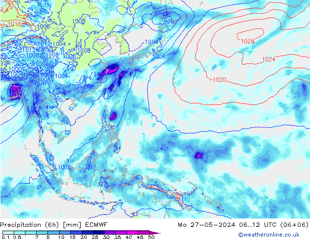 opad (6h) ECMWF pon. 27.05.2024 12 UTC