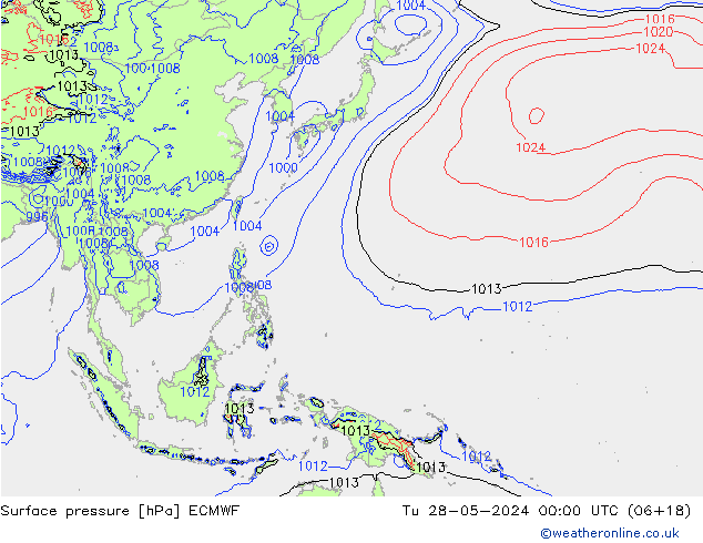 Surface pressure ECMWF Tu 28.05.2024 00 UTC