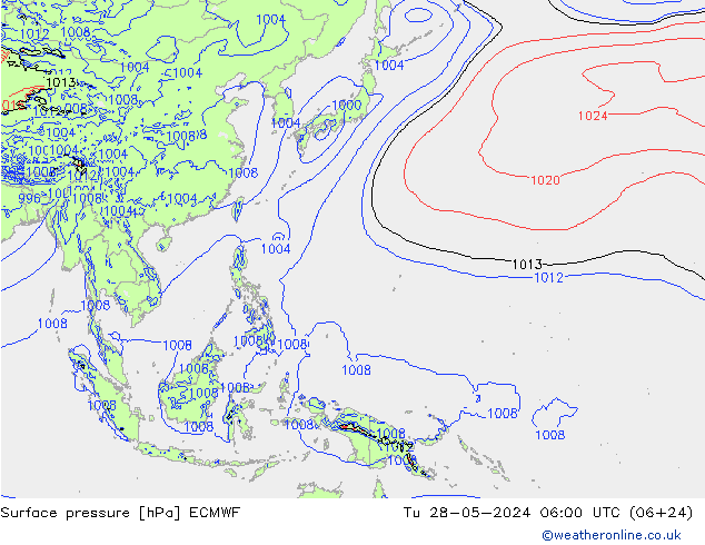 pression de l'air ECMWF mar 28.05.2024 06 UTC