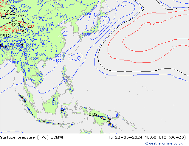 Presión superficial ECMWF mar 28.05.2024 18 UTC