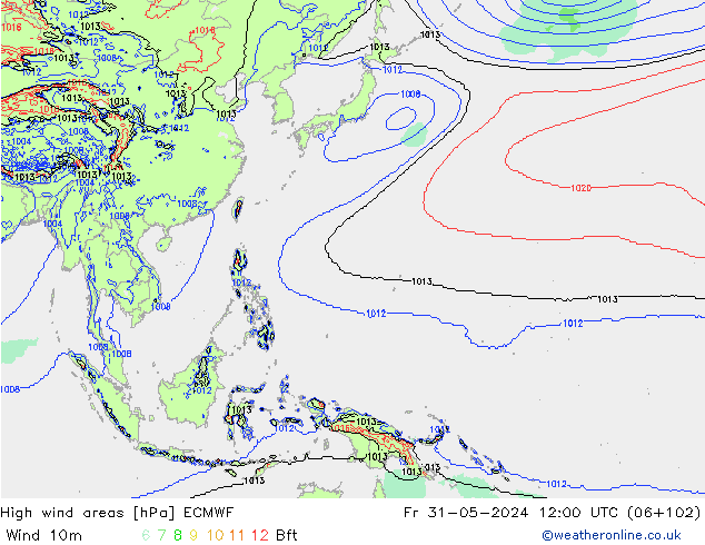 High wind areas ECMWF  31.05.2024 12 UTC