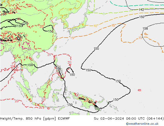 Height/Temp. 850 hPa ECMWF Ne 02.06.2024 06 UTC