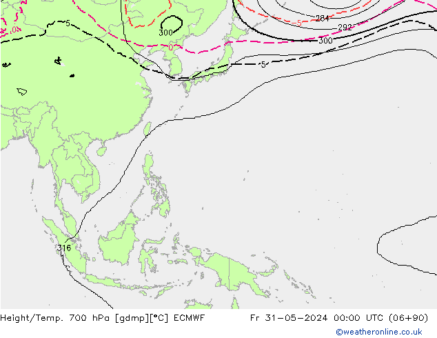 Height/Temp. 700 hPa ECMWF Sex 31.05.2024 00 UTC