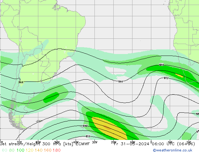 Jet stream/Height 300 hPa ECMWF Pá 31.05.2024 06 UTC