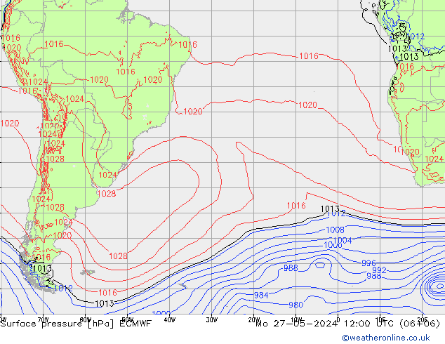 Surface pressure ECMWF Mo 27.05.2024 12 UTC