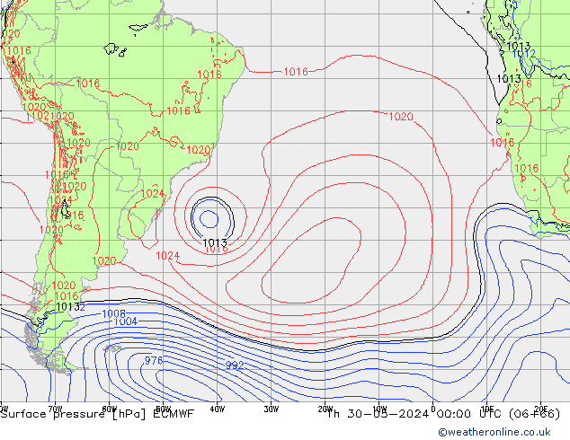 ciśnienie ECMWF czw. 30.05.2024 00 UTC