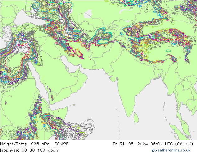 Height/Temp. 925 hPa ECMWF Fr 31.05.2024 06 UTC