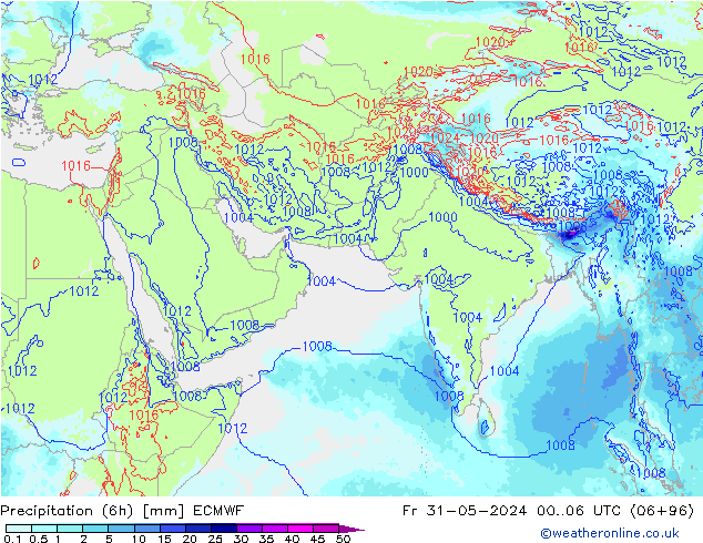 Précipitation (6h) ECMWF ven 31.05.2024 06 UTC