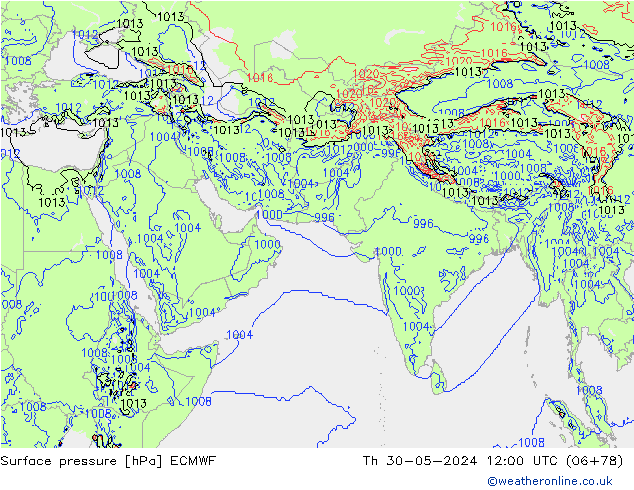 pressão do solo ECMWF Qui 30.05.2024 12 UTC