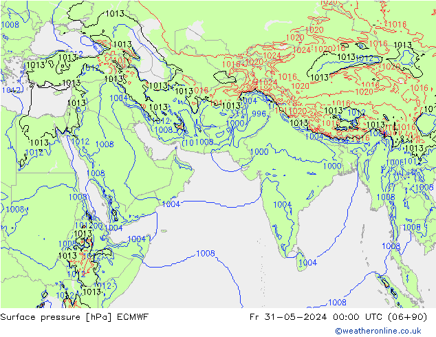 Surface pressure ECMWF Fr 31.05.2024 00 UTC