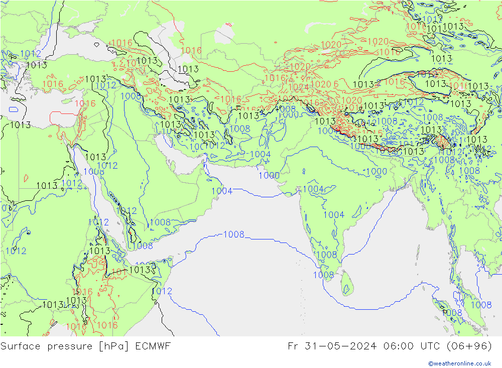 Surface pressure ECMWF Fr 31.05.2024 06 UTC