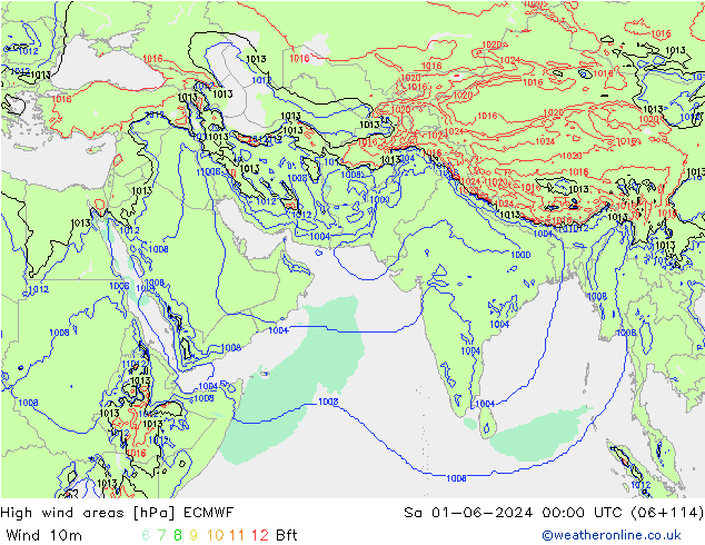 High wind areas ECMWF Sa 01.06.2024 00 UTC