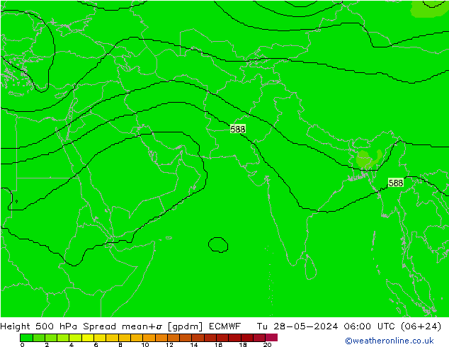 Height 500 hPa Spread ECMWF Út 28.05.2024 06 UTC