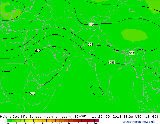 Height 500 hPa Spread ECMWF We 29.05.2024 18 UTC