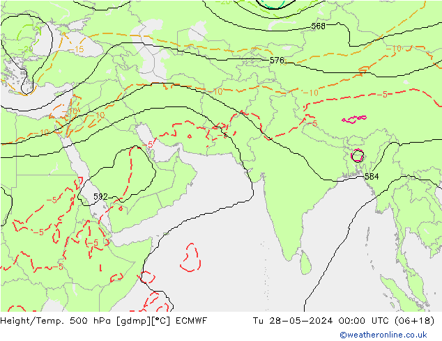 Height/Temp. 500 hPa ECMWF Tu 28.05.2024 00 UTC