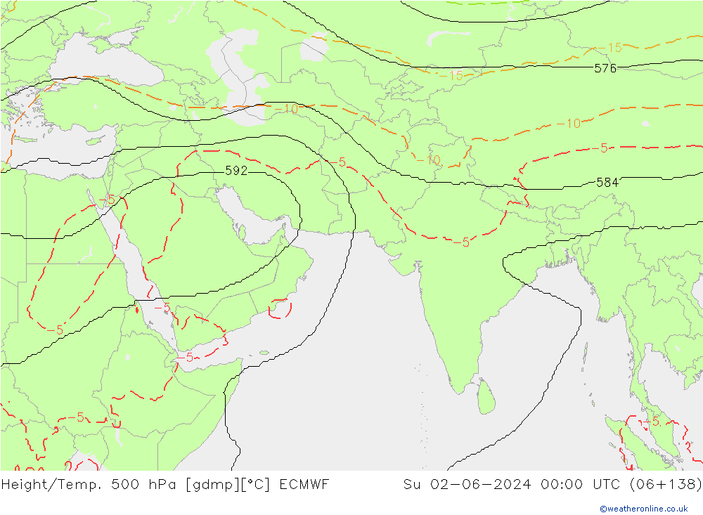 Height/Temp. 500 hPa ECMWF Ne 02.06.2024 00 UTC