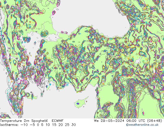 Temperatuurkaart Spaghetti ECMWF wo 29.05.2024 06 UTC