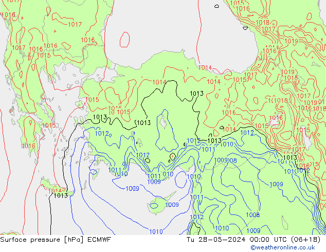 Bodendruck ECMWF Di 28.05.2024 00 UTC