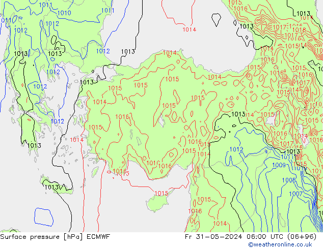 Surface pressure ECMWF Fr 31.05.2024 06 UTC