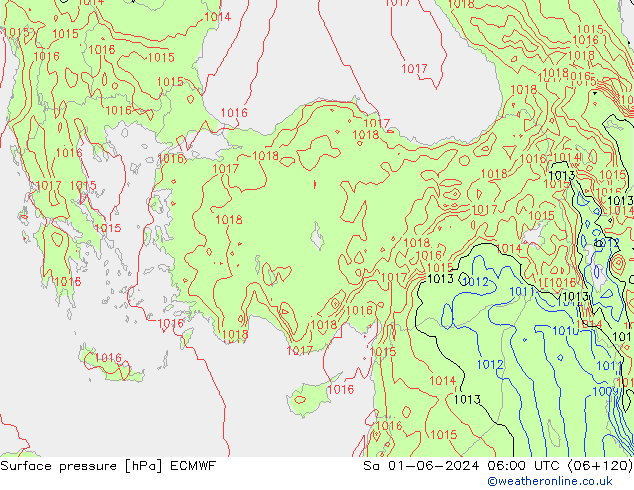 Surface pressure ECMWF Sa 01.06.2024 06 UTC