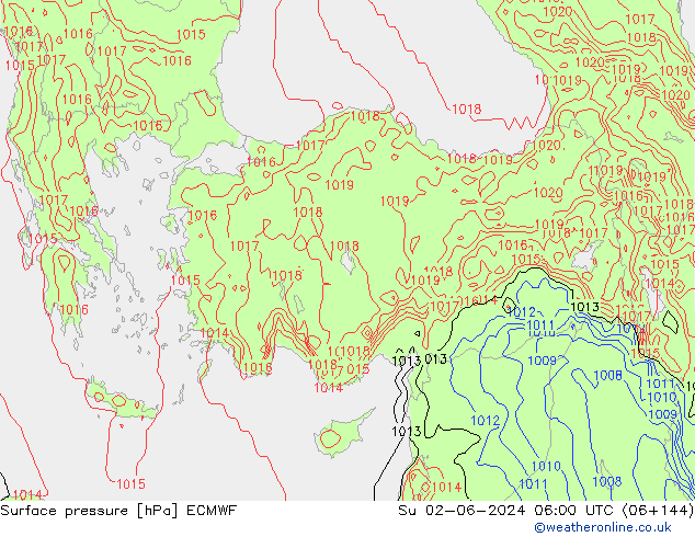 приземное давление ECMWF Вс 02.06.2024 06 UTC