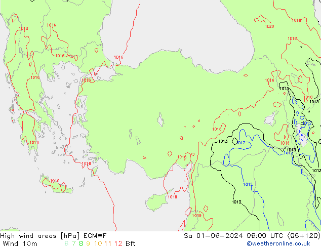 yüksek rüzgarlı alanlar ECMWF Cts 01.06.2024 06 UTC