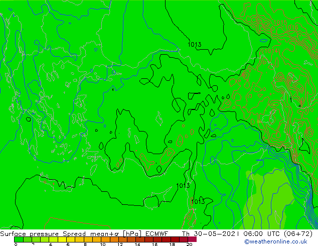 pression de l'air Spread ECMWF jeu 30.05.2024 06 UTC