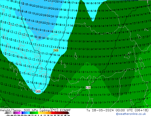 Height/Temp. 500 hPa ECMWF Ter 28.05.2024 00 UTC