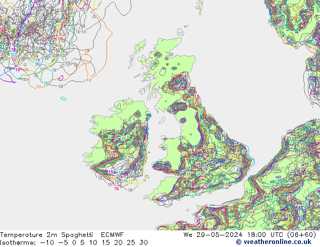 Sıcaklık Haritası 2m Spaghetti ECMWF Çar 29.05.2024 18 UTC