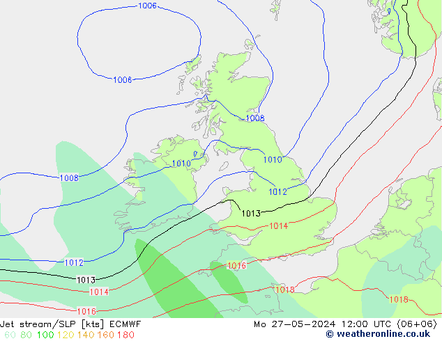 Straalstroom/SLP ECMWF ma 27.05.2024 12 UTC