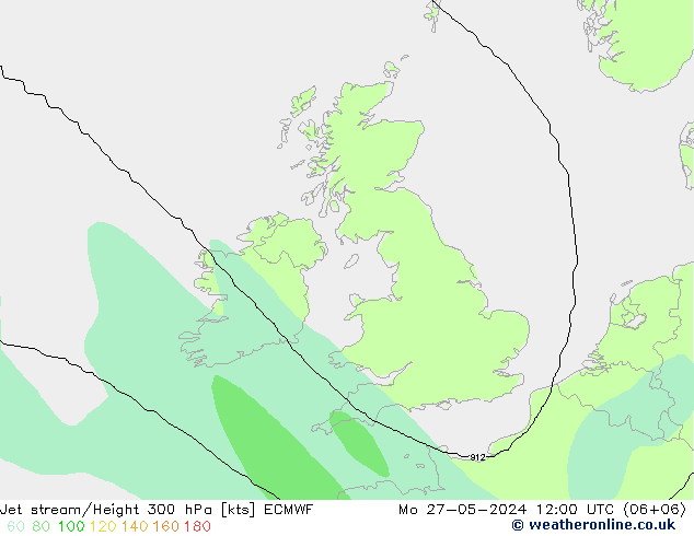 Jet stream/Height 300 hPa ECMWF Mo 27.05.2024 12 UTC