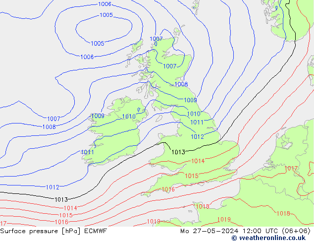 Surface pressure ECMWF Mo 27.05.2024 12 UTC