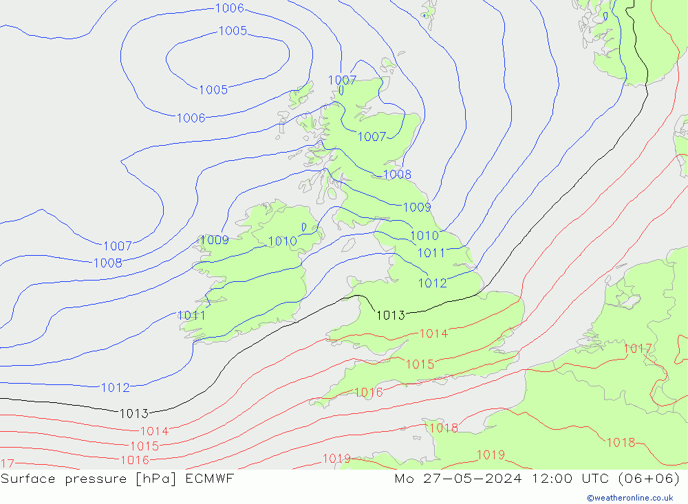 Luchtdruk (Grond) ECMWF ma 27.05.2024 12 UTC