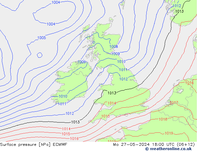 pressão do solo ECMWF Seg 27.05.2024 18 UTC