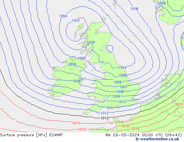 Surface pressure ECMWF We 29.05.2024 00 UTC