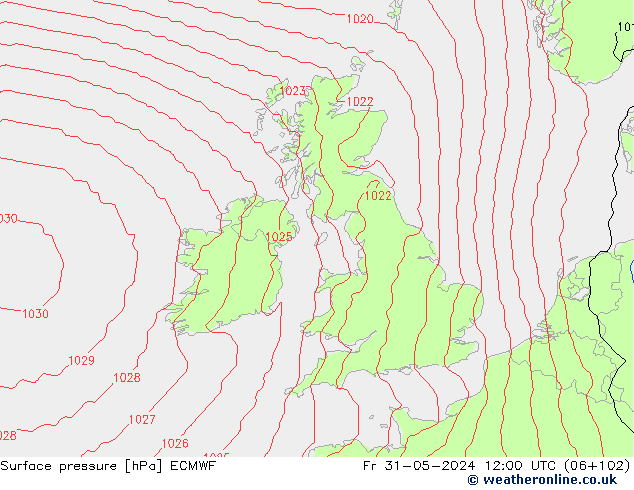 pression de l'air ECMWF ven 31.05.2024 12 UTC