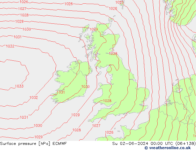 Surface pressure ECMWF Su 02.06.2024 00 UTC