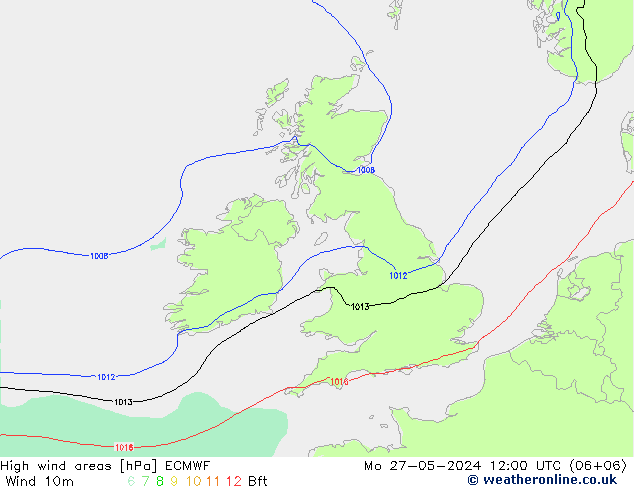 High wind areas ECMWF  27.05.2024 12 UTC