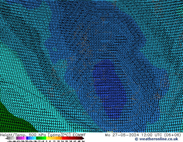 Height/Temp. 500 hPa ECMWF lun 27.05.2024 12 UTC