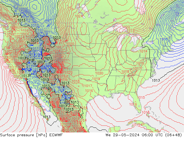 Surface pressure ECMWF We 29.05.2024 06 UTC