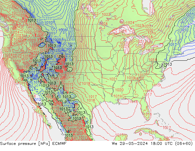 Surface pressure ECMWF We 29.05.2024 18 UTC