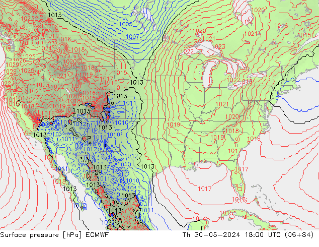 Surface pressure ECMWF Th 30.05.2024 18 UTC