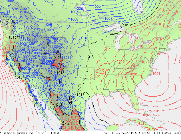 Luchtdruk (Grond) ECMWF zo 02.06.2024 06 UTC