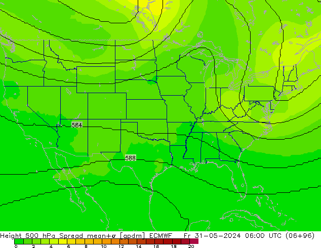 Geop. 500 hPa Spread ECMWF vie 31.05.2024 06 UTC