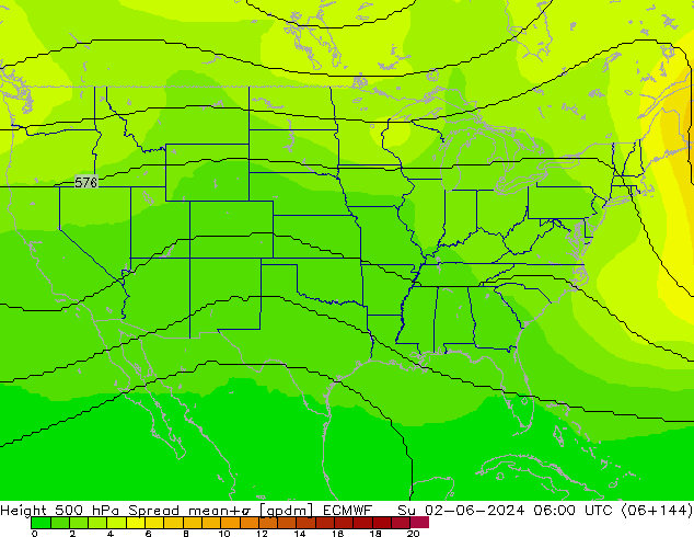 Height 500 hPa Spread ECMWF Dom 02.06.2024 06 UTC