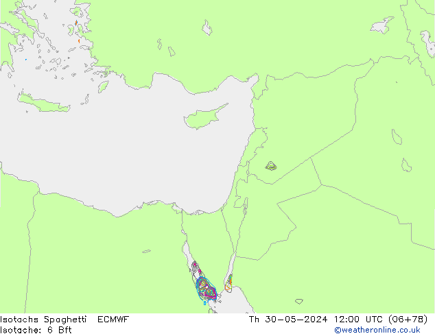 Isotachs Spaghetti ECMWF чт 30.05.2024 12 UTC