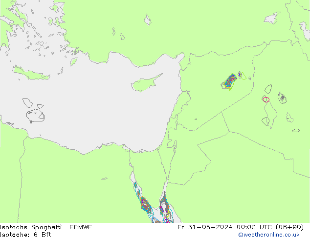 Isotachs Spaghetti ECMWF Pá 31.05.2024 00 UTC