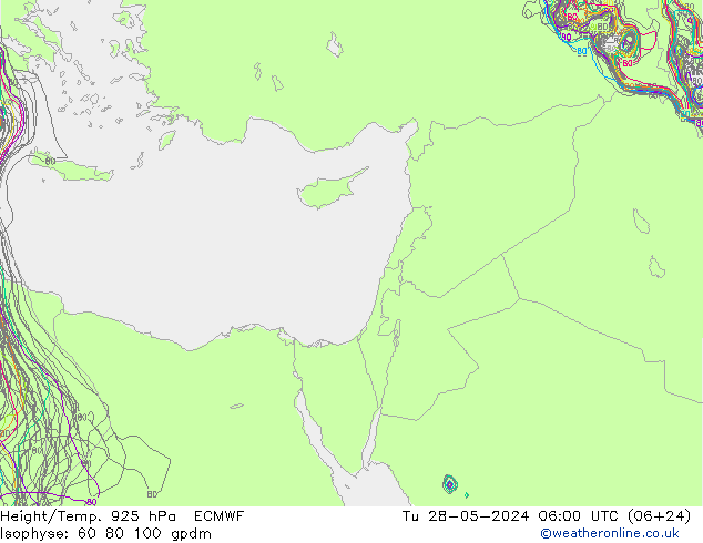 Yükseklik/Sıc. 925 hPa ECMWF Sa 28.05.2024 06 UTC